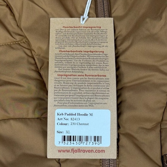 Fjallraven Keb Padded Insulated Hoodie Jacket Puffer Coat Chestnut Mens XL NWT - Picture 8 of 11